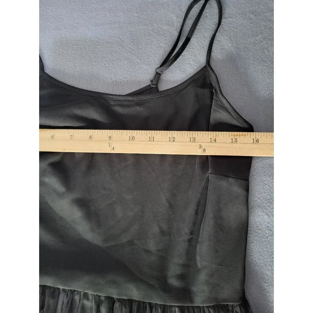 BONGO SZ LG Black Tulle Midi Dress Embroidered Whimsigoth Dark Grunge Emo y2k - Picture 6 of 10